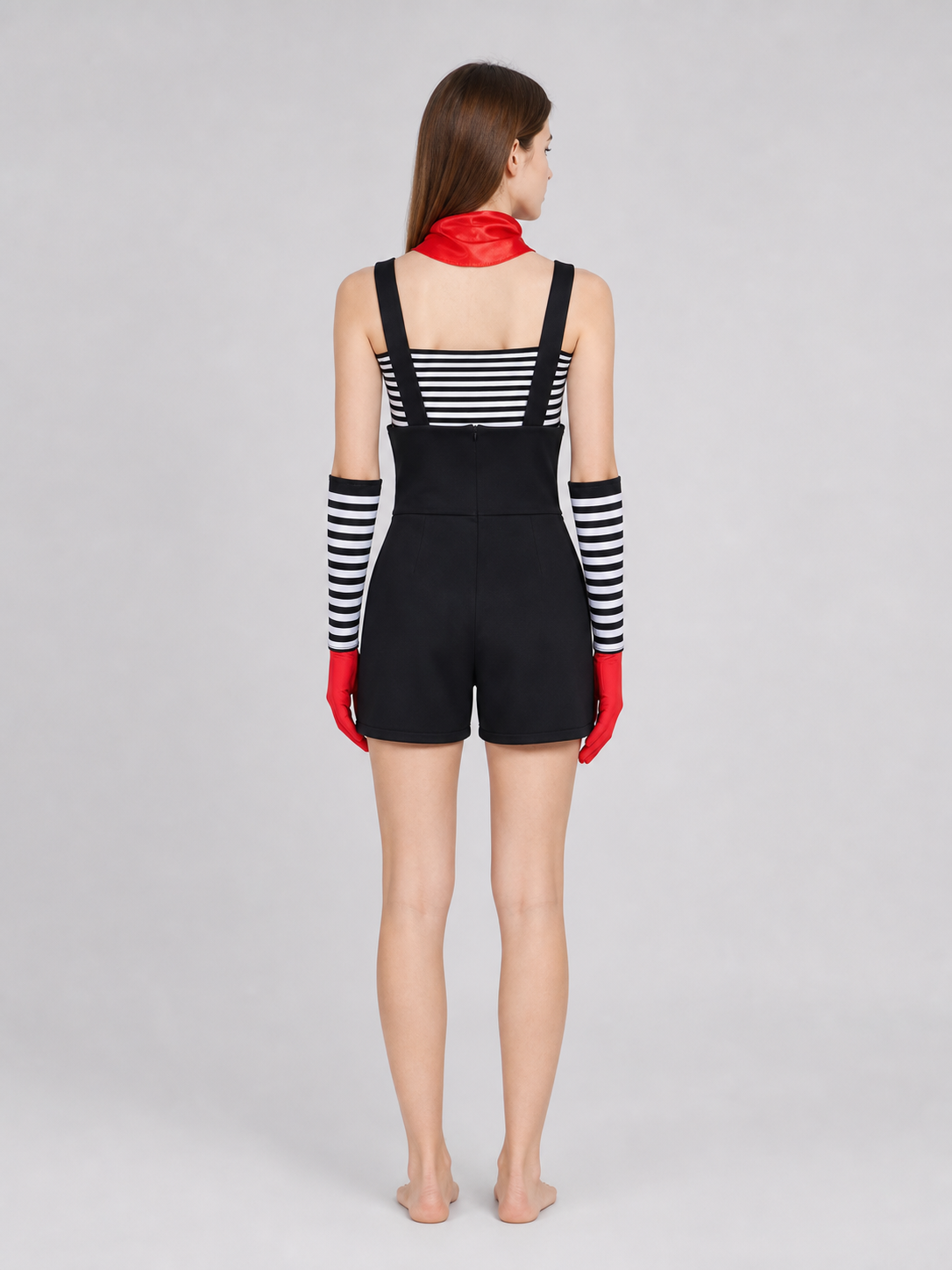 Mime Costume for Cosplay, Striped Set with Hat
