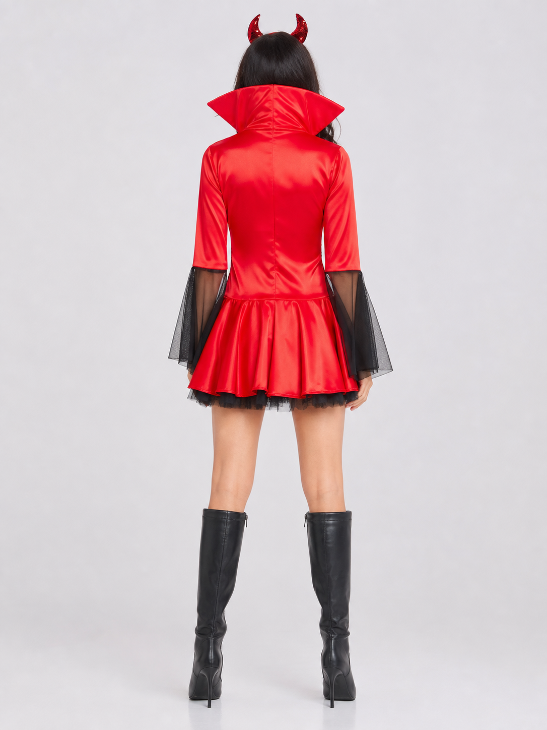 Vampire Costume with Horns and Trident for Cosplay