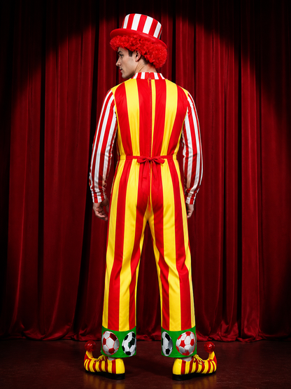 Striped Clown Costume for Masquerades and Performances back view