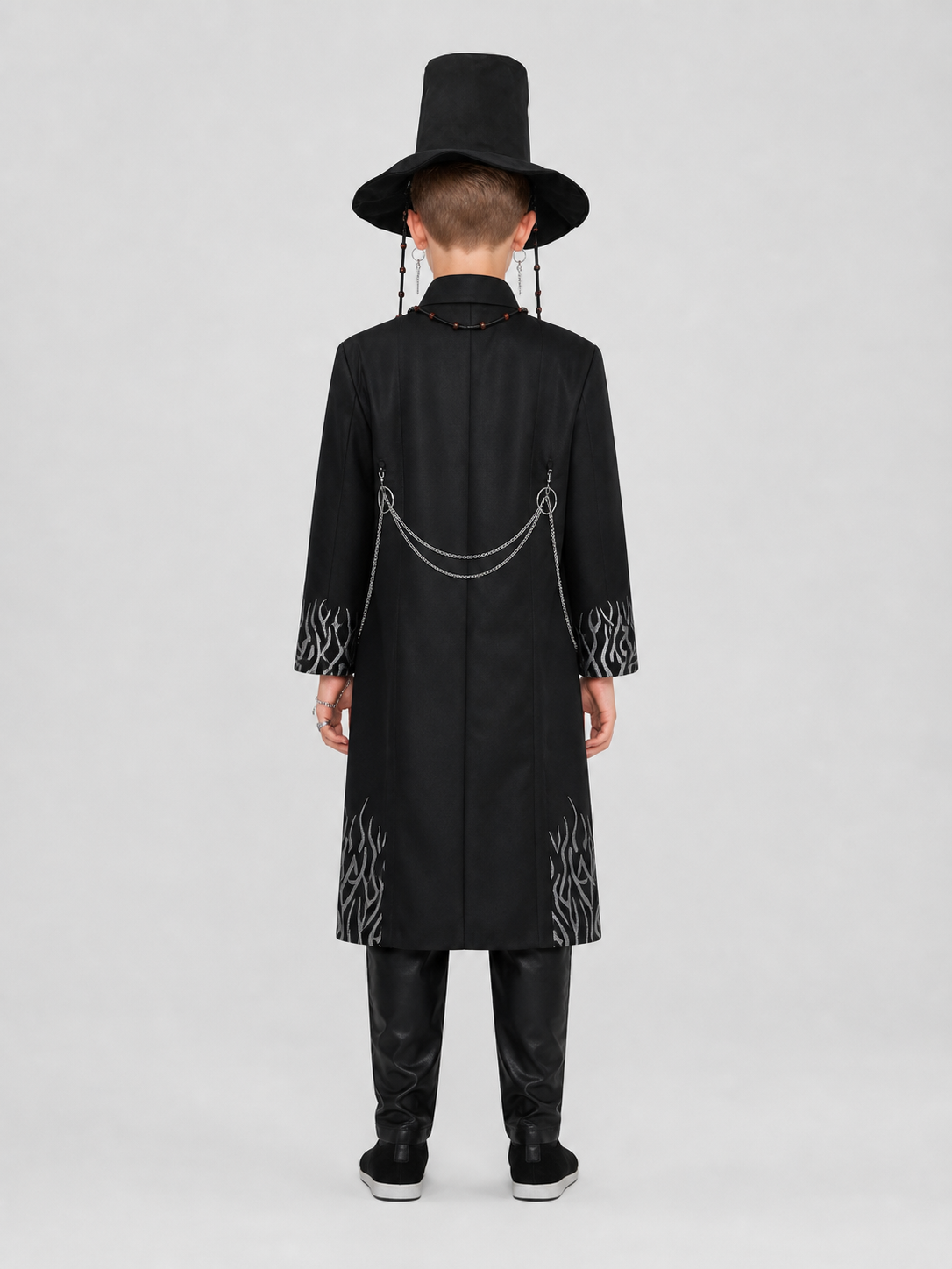 Anime Cosplay Costume: Long Coat, Pants, and Hat back view