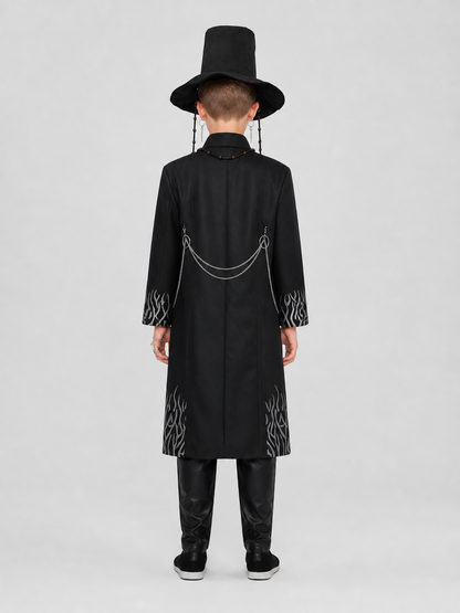 Anime Cosplay Costume: Long Coat, Pants, and Hat back view