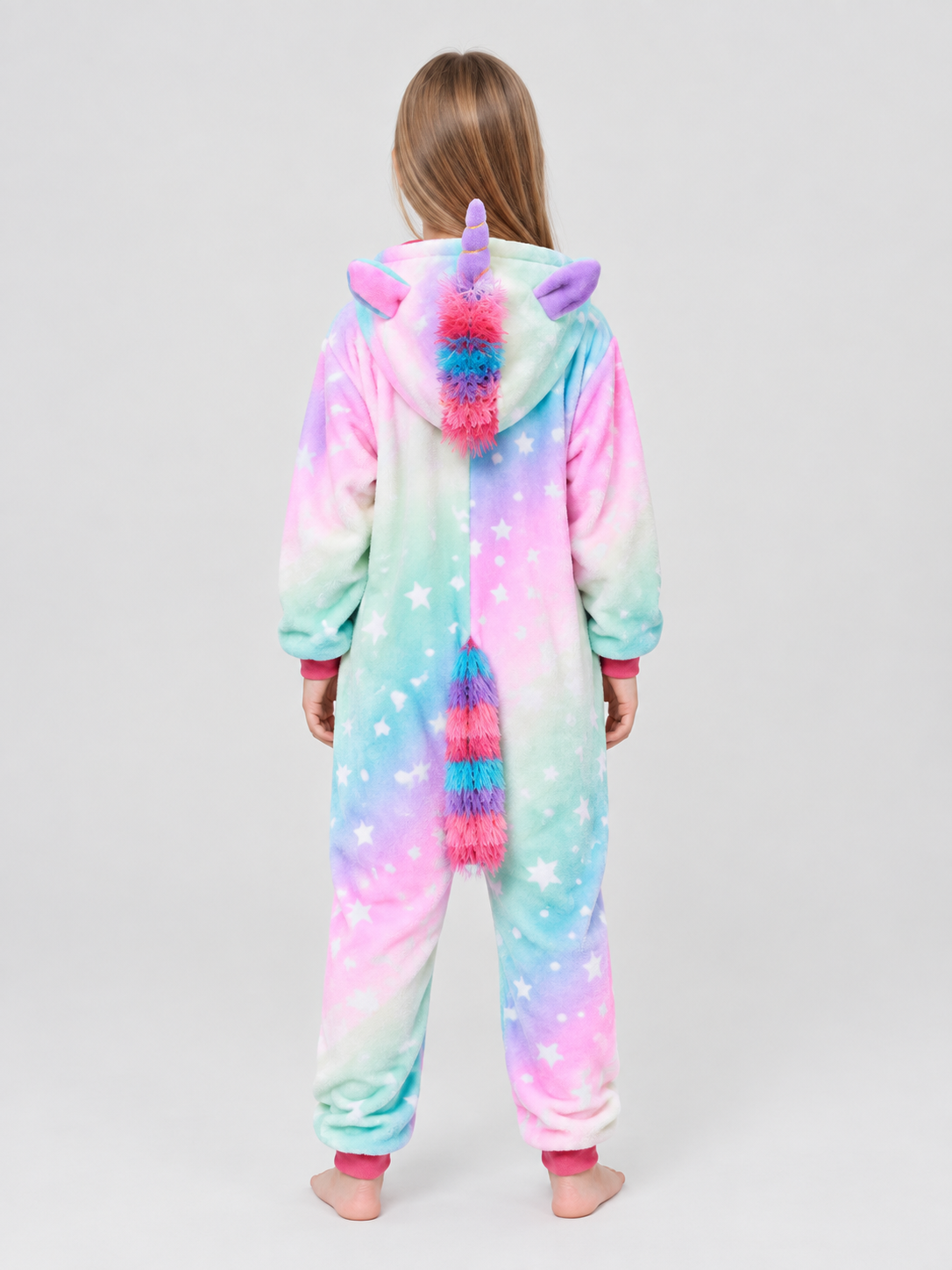 Unicorn and Star Print Hooded Pajama Jumpsuit