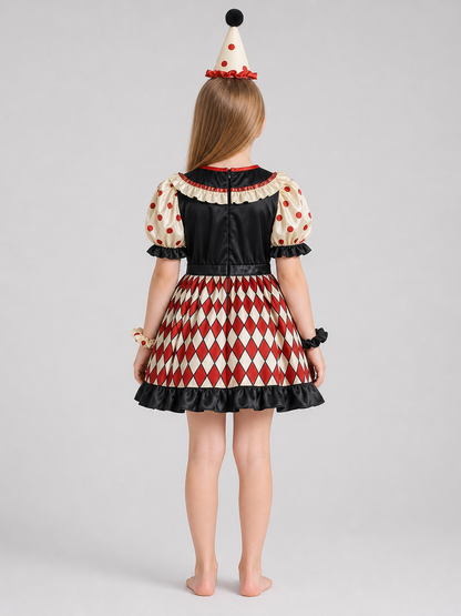 Clown Costume with Dress, Hat, and Shoes