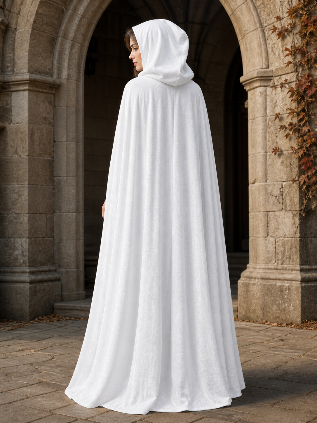 Long White Hooded Carnival Cloak