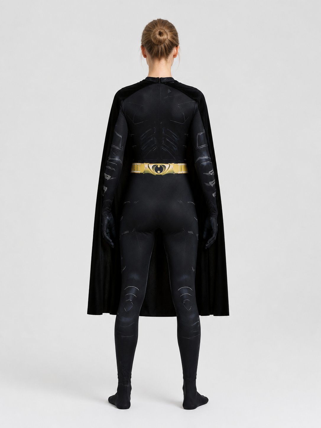 Batman Costume: Fitted Jumpsuit with Cape back view