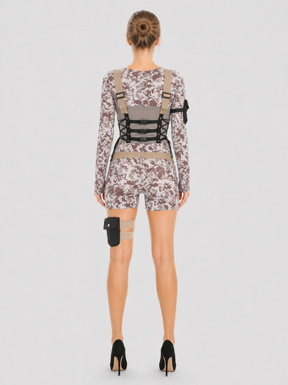 Tactical Camouflage Pilot Romper back view
