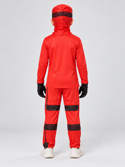 Kids' Ninja Costume Red with Golden Dragon