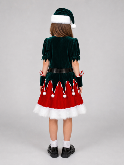 New Year's costume: dress, hat, belt, and sleeves