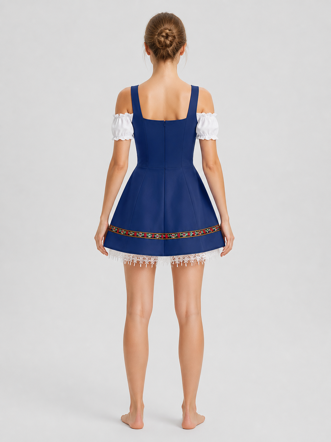 Carnival Strappy Dress with Folk-Style Trim back view