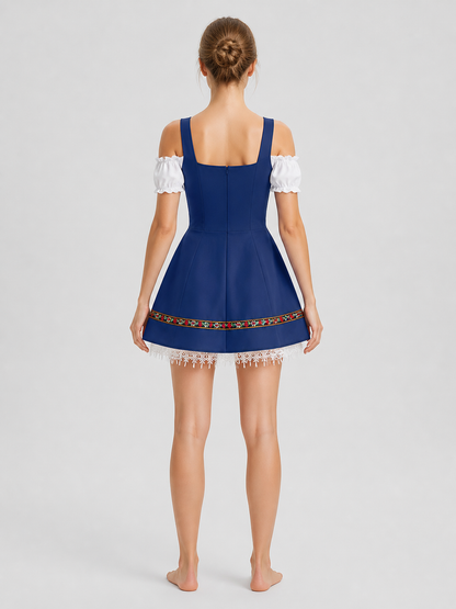 Carnival Strappy Dress with Folk-Style Trim back view