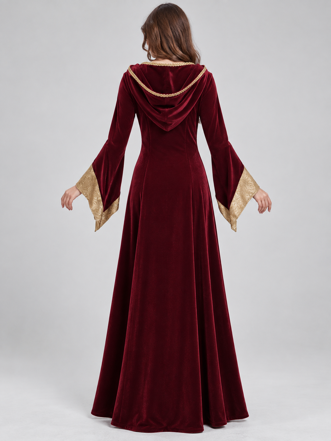 Burgundy Witch Costume with Gold Trim