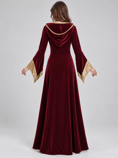 Burgundy Witch Costume with Gold Trim