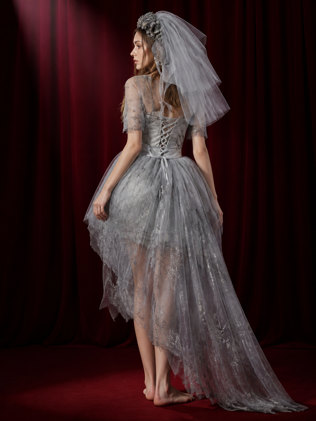 Halloween Zombie Bride Costume with Veil