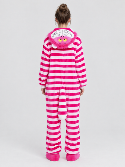 Striped Kigurumi Pajama with Animal Face on Hood