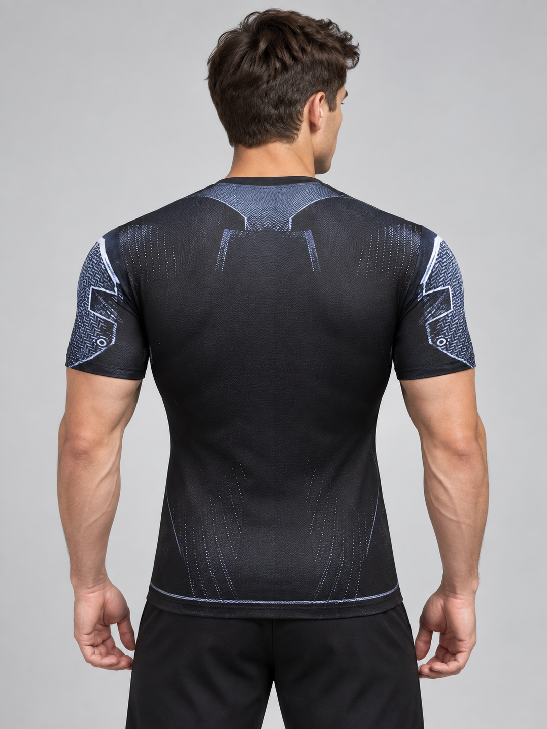 Athletic T-Shirt with Superhero Print and Gold