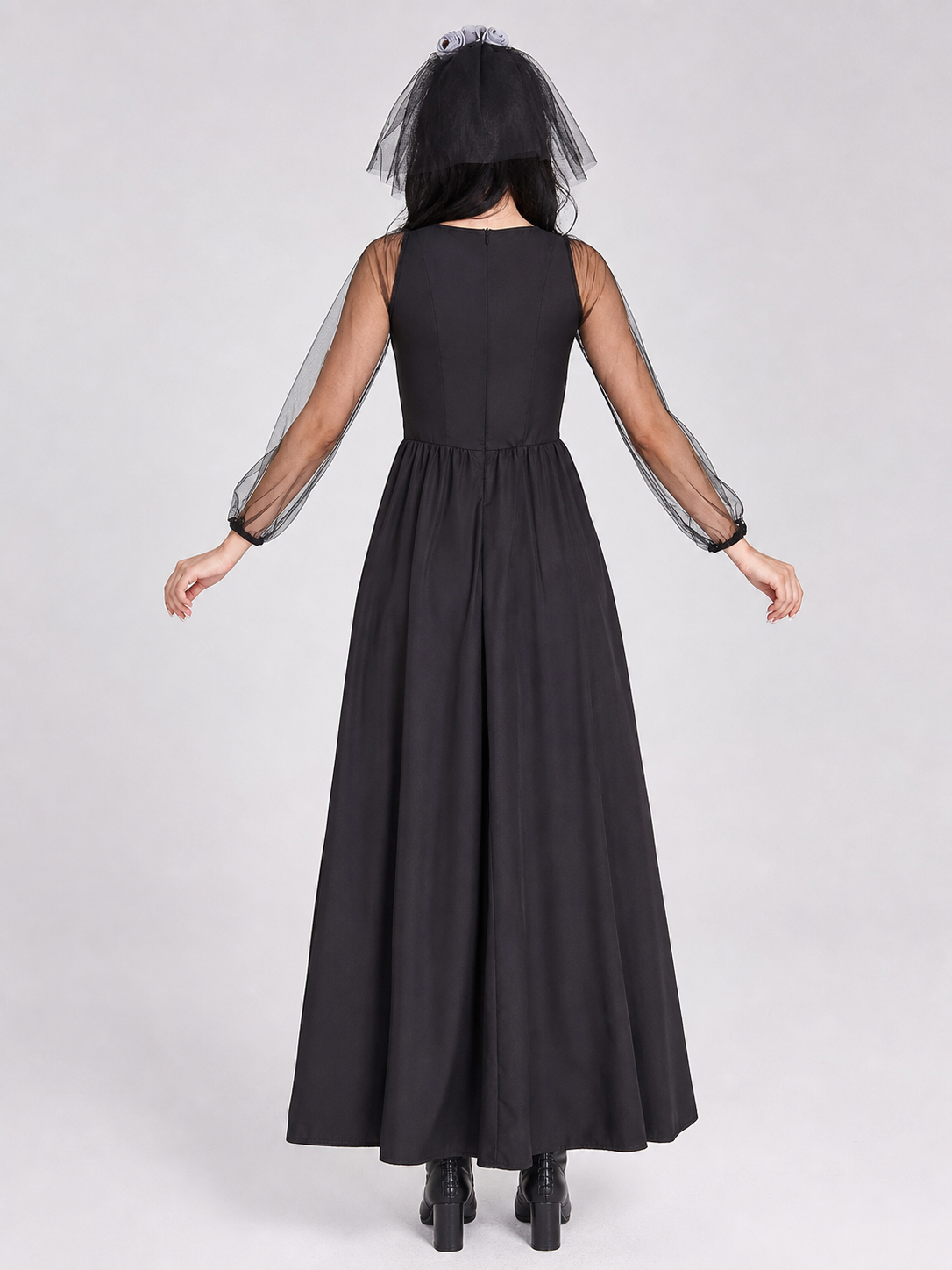 Vampire Costume Dress with Skeleton Print for Cosplay