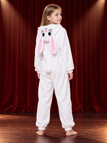 Kids' Hooded Rabbit Ears Pajama Jumpsuit
