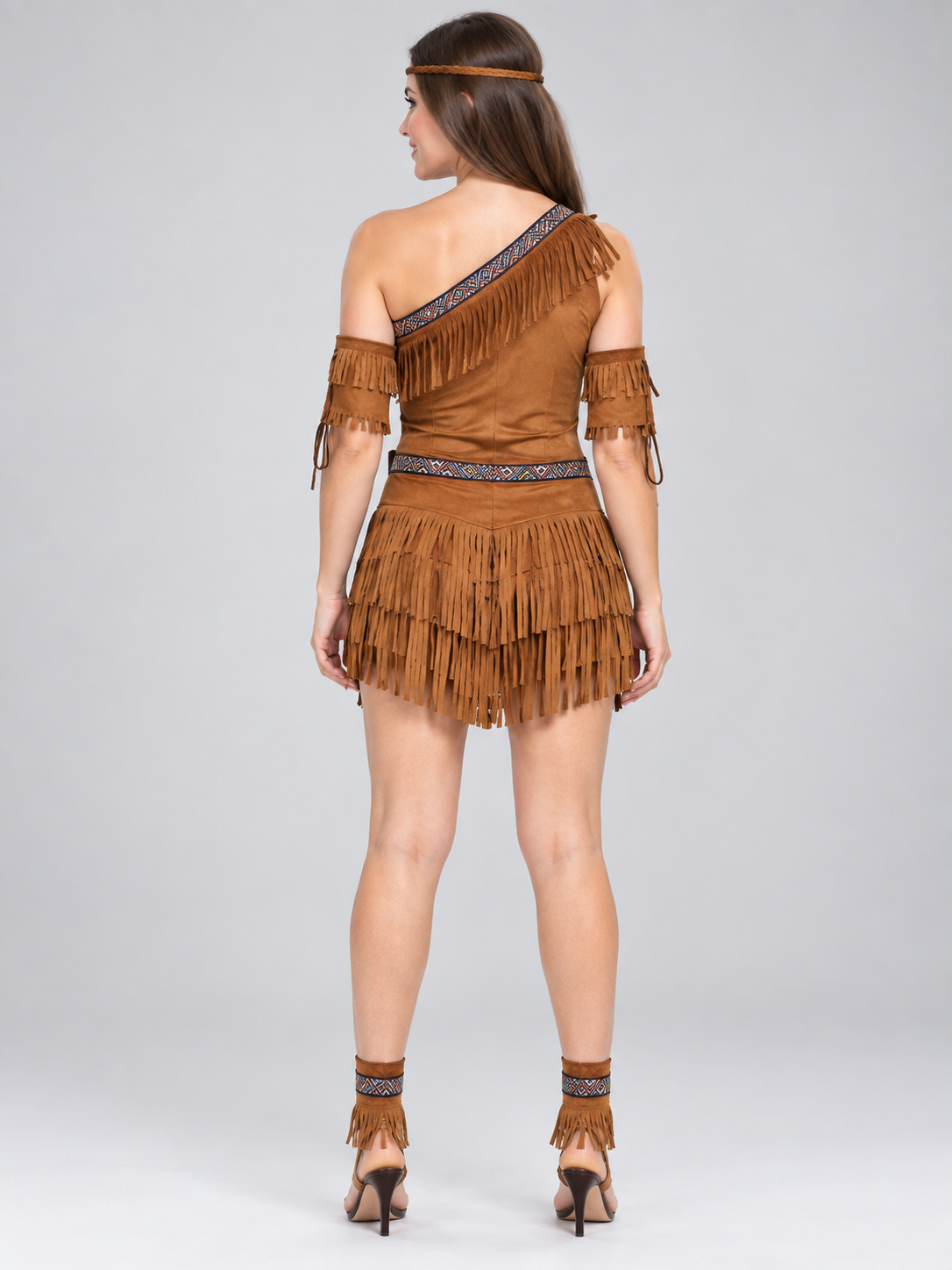 Ethnic Carnival Costume with Fringe and Headpiece