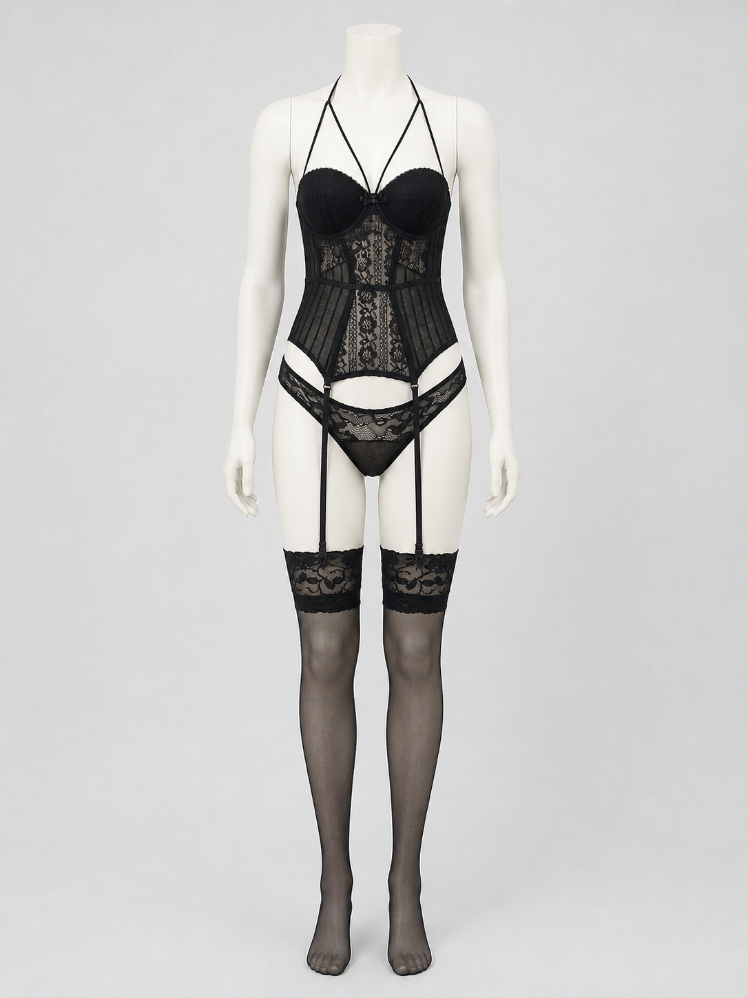Sexy Lace Shaping Bodysuit with Straps back view