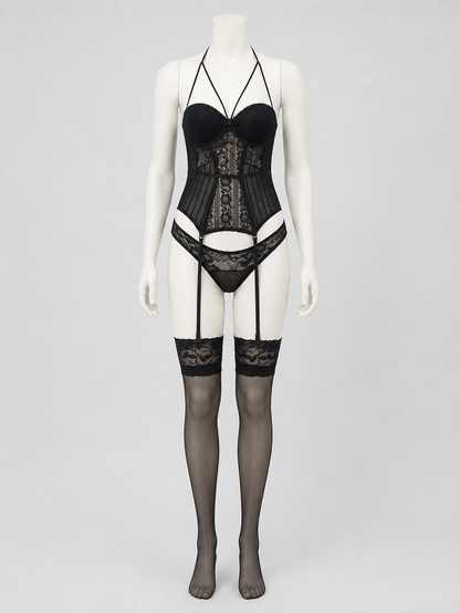 Sexy Lace Shaping Bodysuit with Straps back view