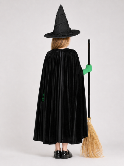 Black velvet witch costume set product view 25