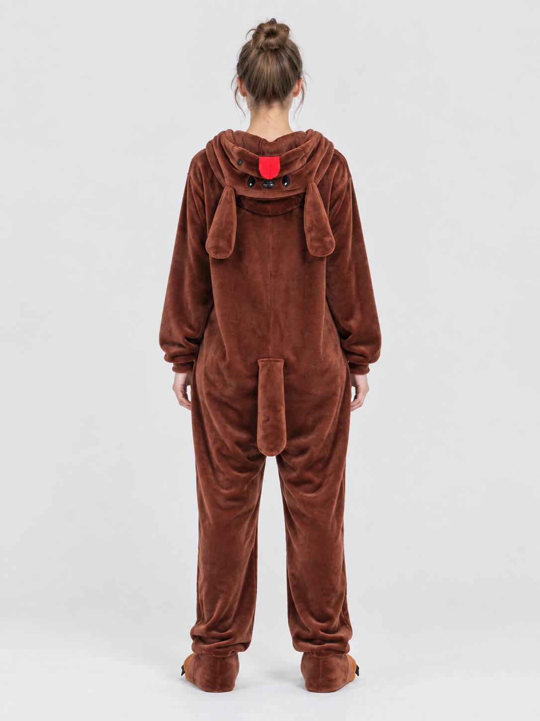Brown Dog Hooded Pajama Jumpsuit