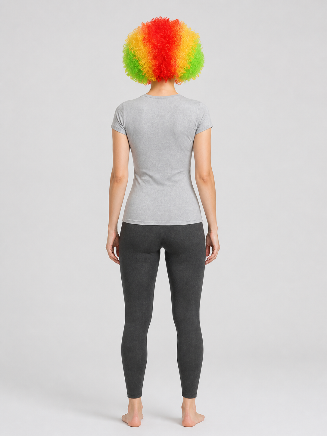 Clown Wig, Full and Curly, Red-Yellow-Green back view