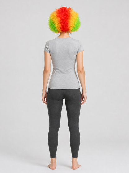 Clown Wig, Full and Curly, Red-Yellow-Green back view
