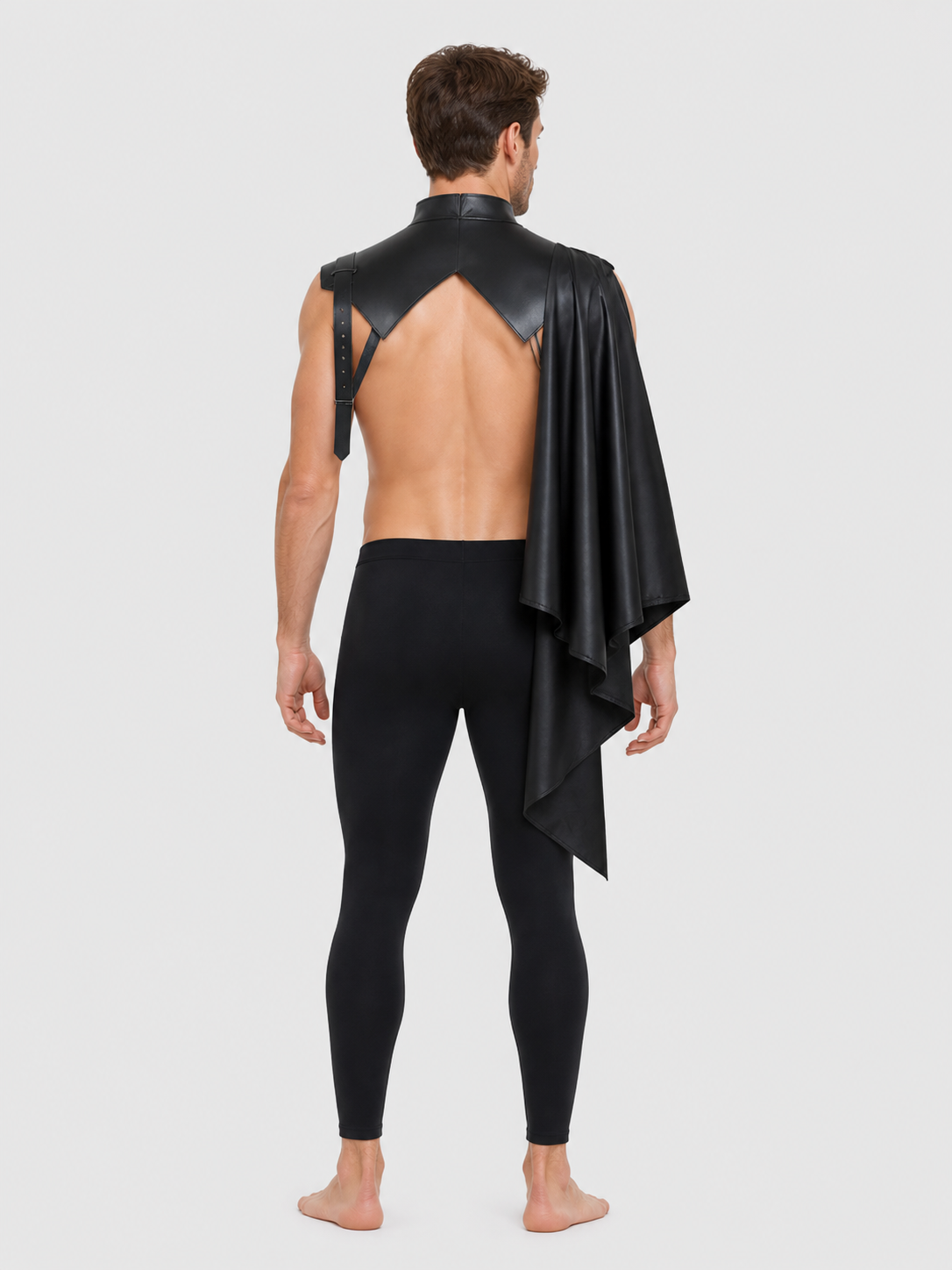 Black Asymmetrical Vampire Cape for Halloween back view