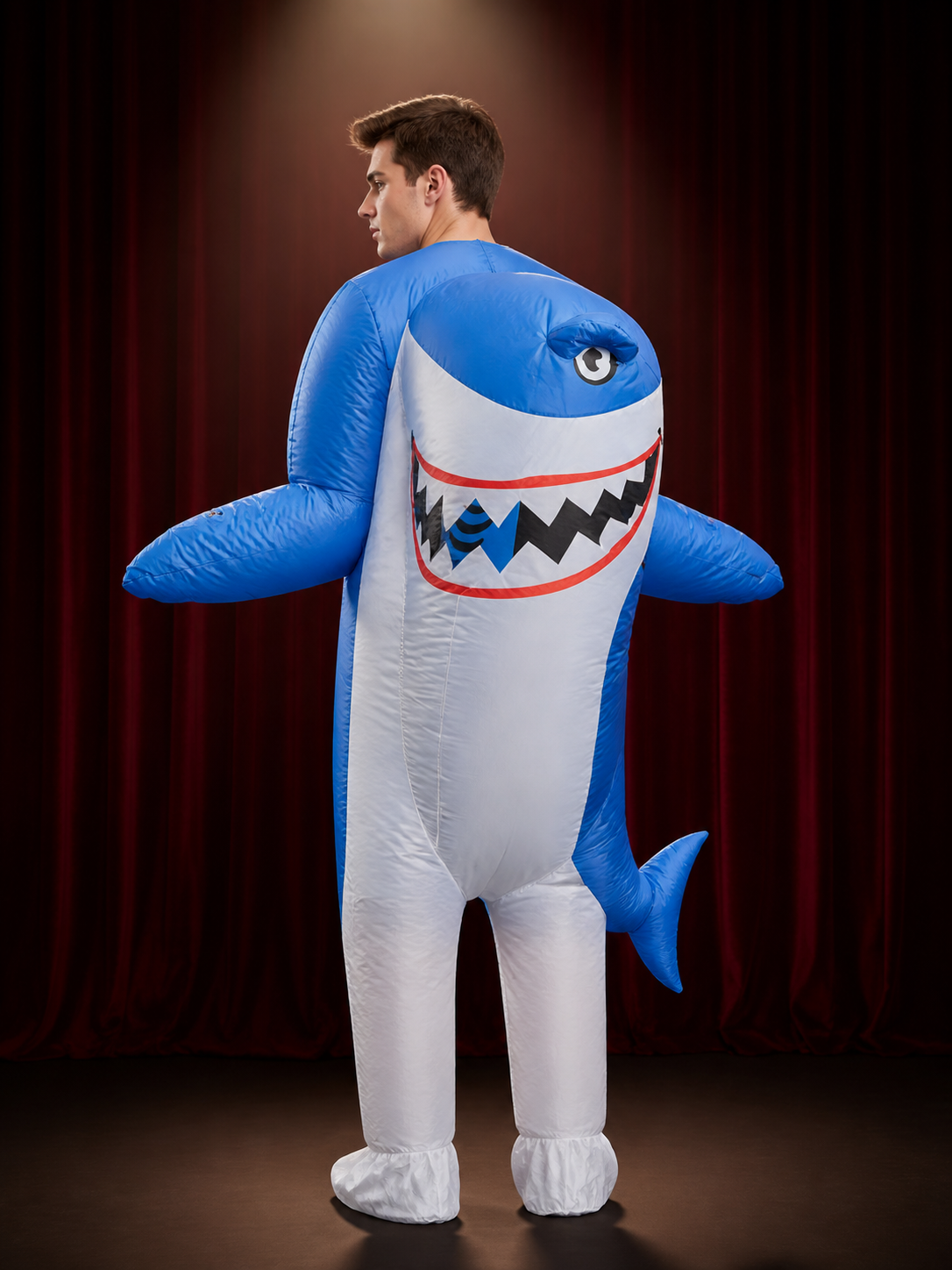 Inflatable Shark Costume for Halloween Christmas Funny Performance Outfit back view