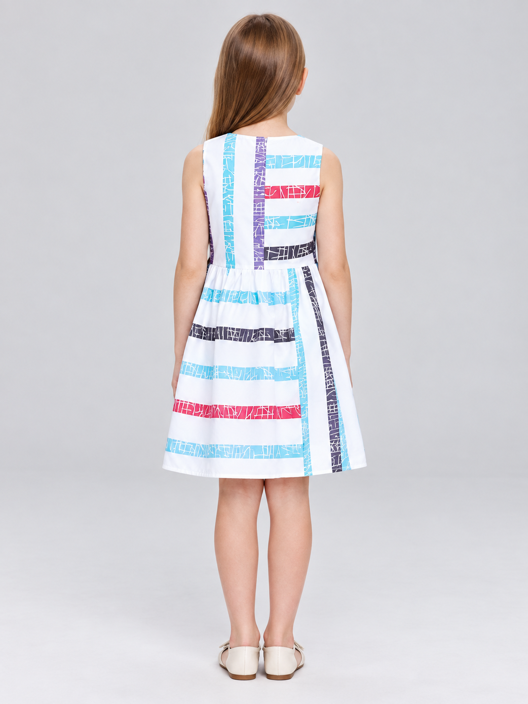 Cosplay Dress with Geometric Print back view