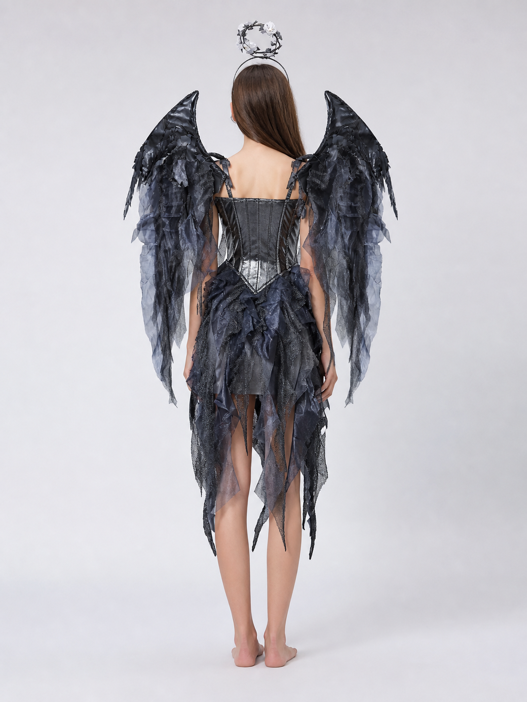 Gothic Costume with Wings and Headpiece