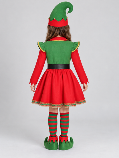 Elf Costume with Pleated Skirt and Accessories back view