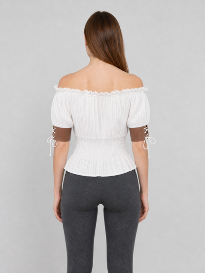 Off-the-Shoulder Blouse with Puff Sleeves