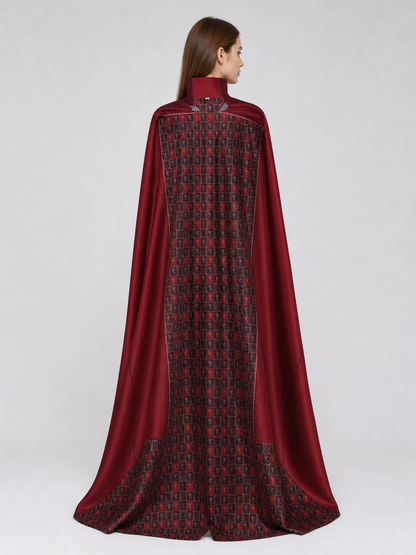 Red Cosplay Cloak with a High Collar