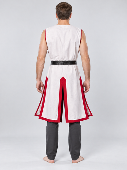 Crusader Costume: Red Sleeveless Tunic with Belt