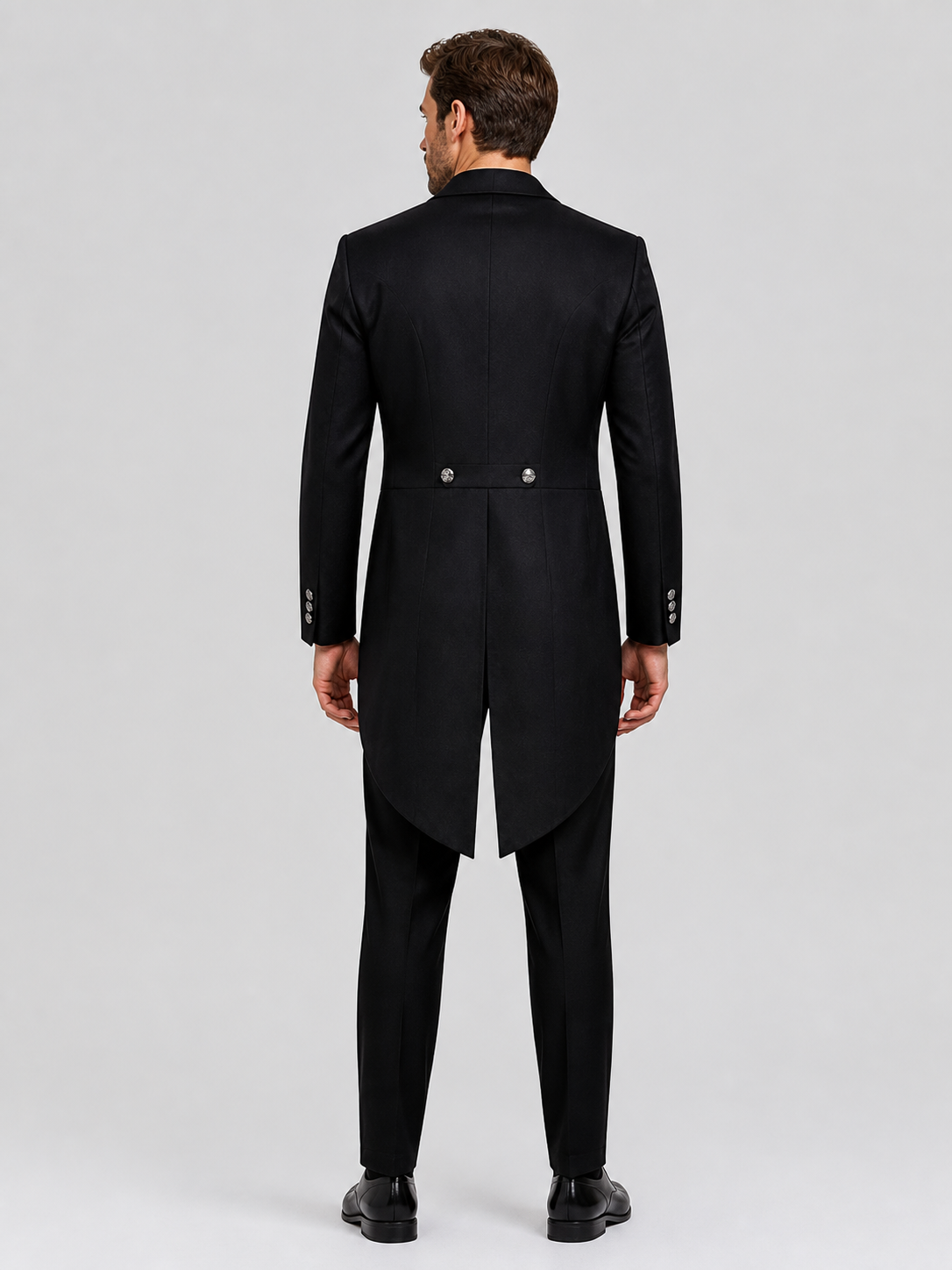 Black Tailcoat for Cosplay and Stage, Sizes S-XXXL back view