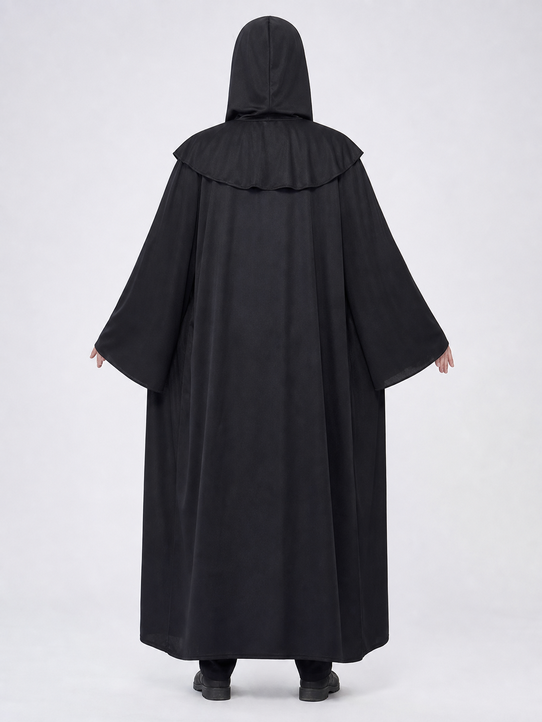 Gothic Black Hooded Robe with Symbols