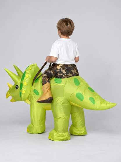 Inflatable Kids' Triceratops Dinosaur Costume, Green
