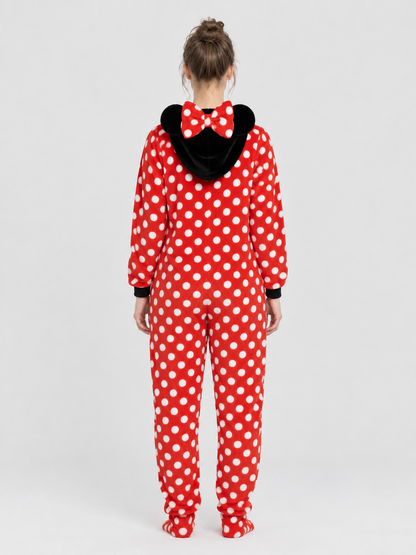 Red Kigurumi Jumpsuit with Ears and Bow