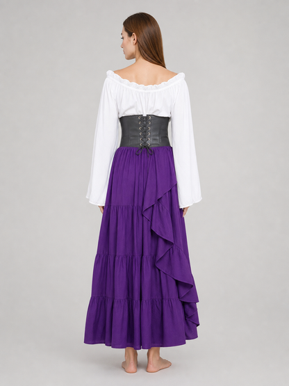 Historical Costume with Corset and Tiered Skirt