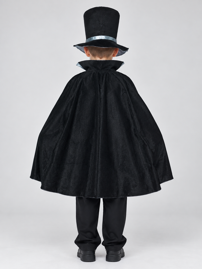 Kids' skeleton carnival costume with cape and top hat