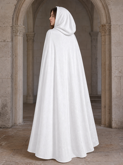 Long White Hooded Carnival Cloak