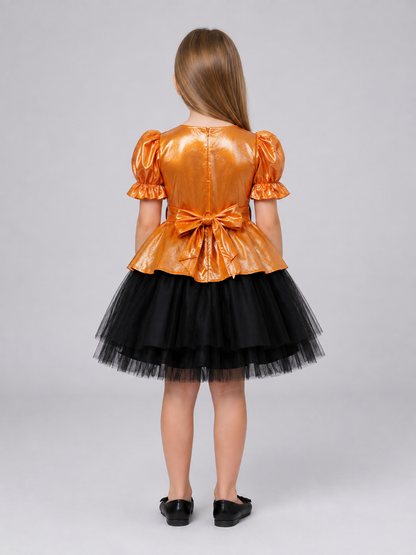 Children’s Black and Orange Witch Costume Dress back view