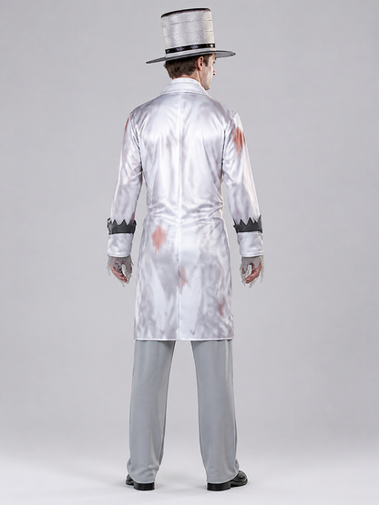 Costume with Top Hat and Neck Accessory back view
