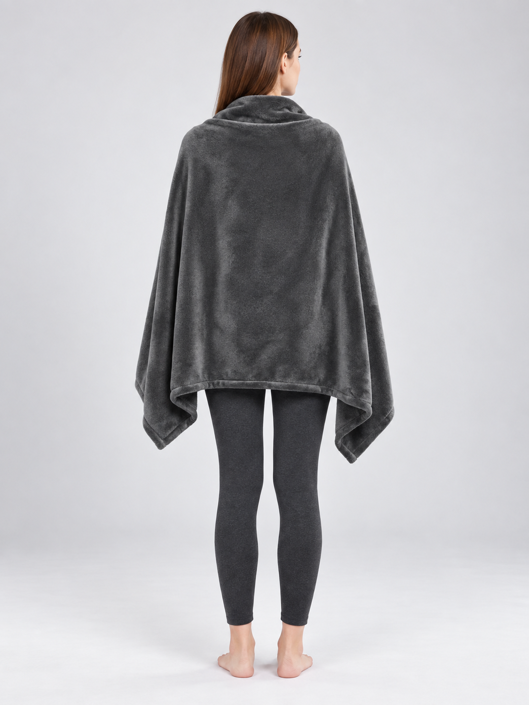 Electric Blanket Throw, Gray, Eight Heating Zones back view