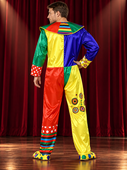 Adult Clown Costume Multicolor with Collar