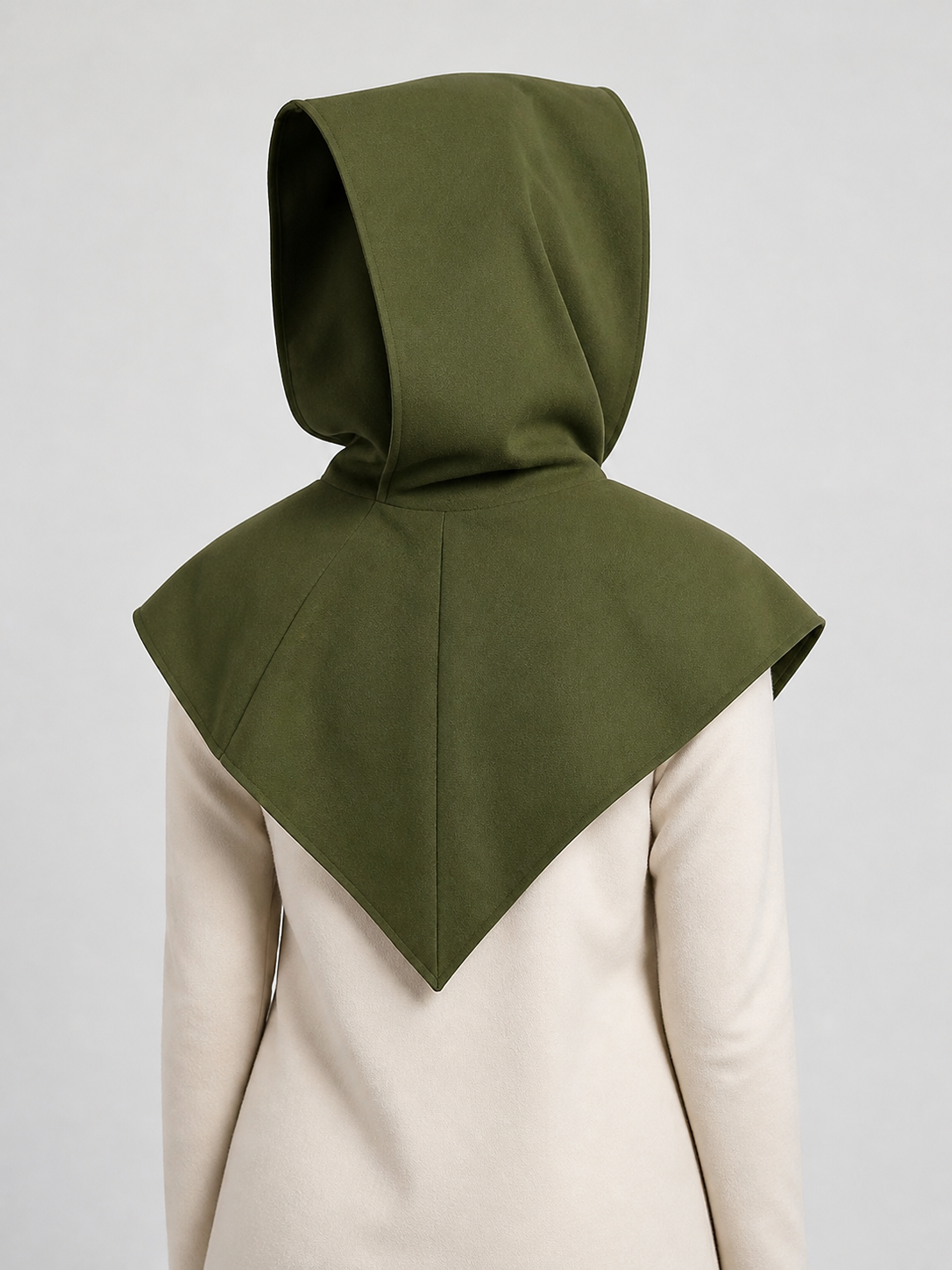 Triangular Hooded Cape, Olive Green