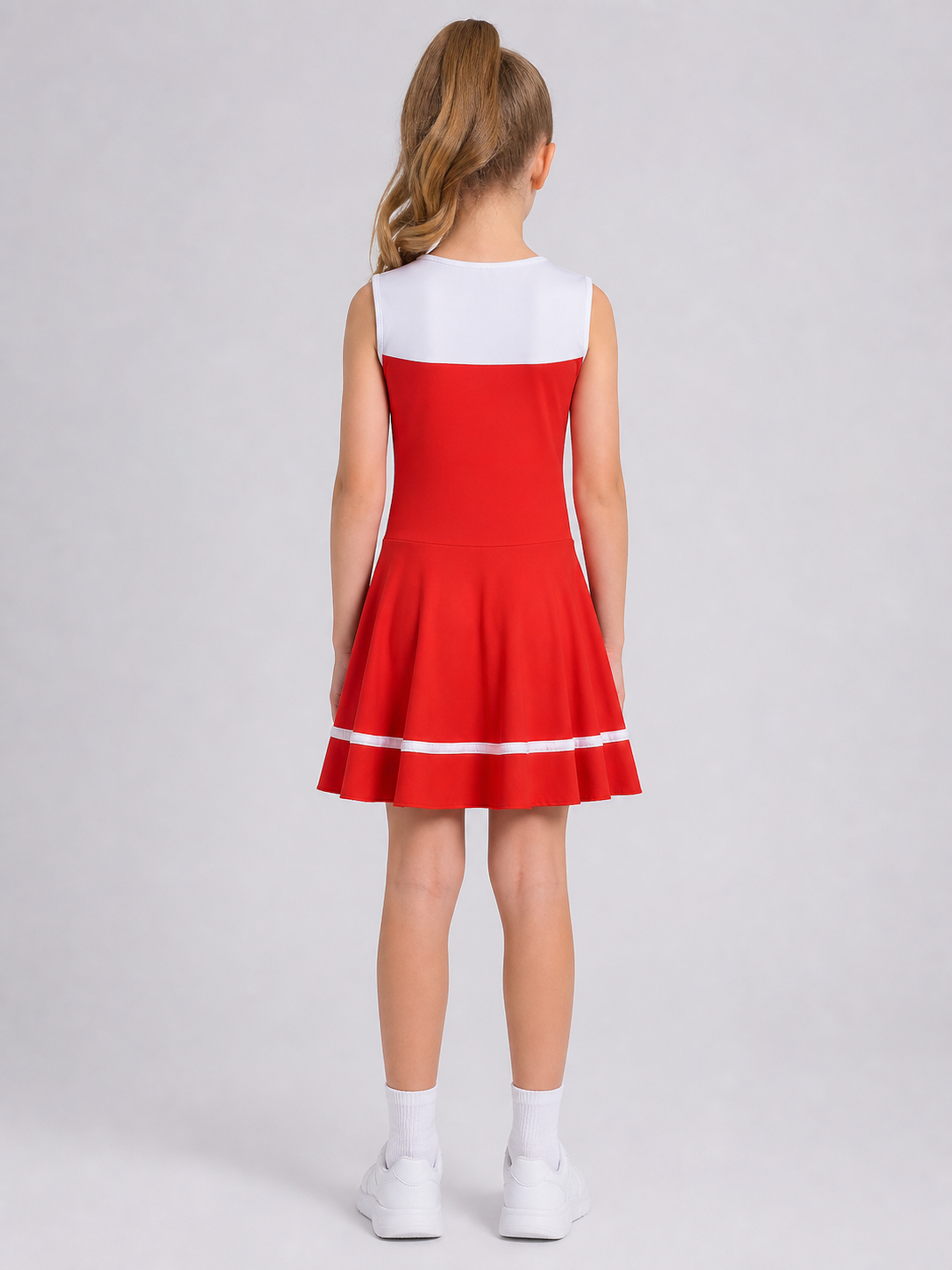 Cheer Performance Dress, Red and White, Sleeveless