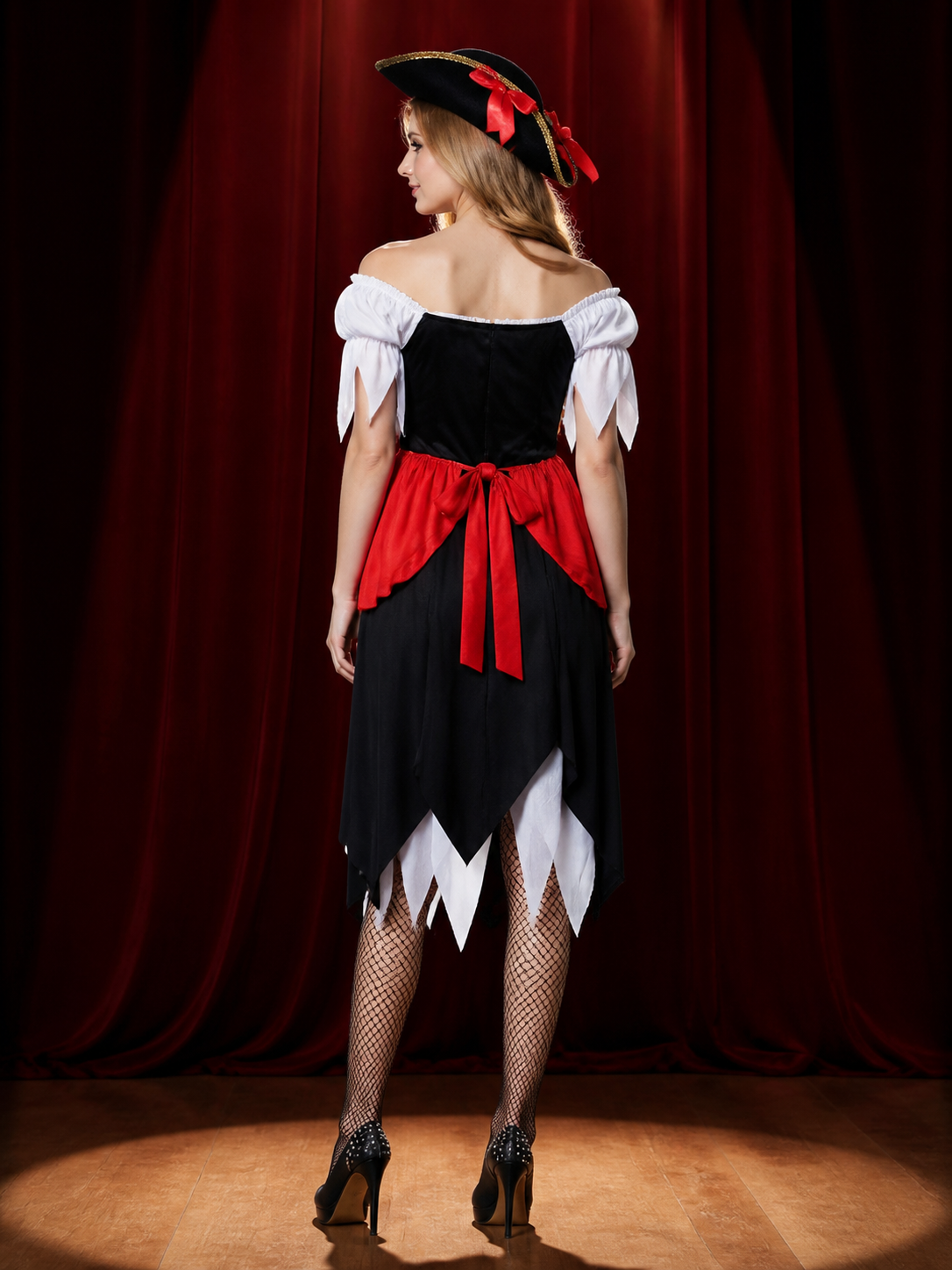 Women’s Retro Pirate Halloween Costume back view